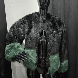 Luxurious Black and Green Teddy Jacket FAUX Fur!